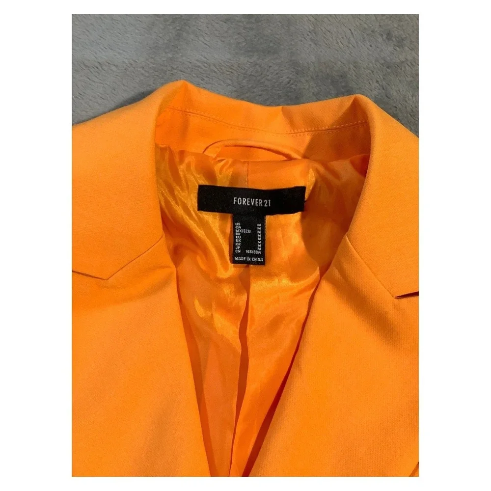 Forever 21 Women's Neon Orange Double Breasted Blazer‎ Size M